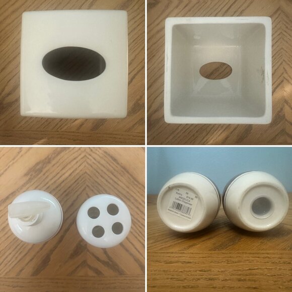 Bathroom Accessories Set Ceramic Tissue Box Cover Soap Pump Toothbrush Holder - Picture 2 of 9